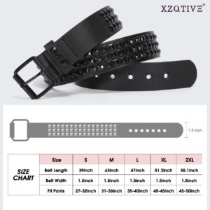 XZQTIVE Studded Belt Punk Rivet Belt Punk Leather Belt for Women/Men (Black, Fit Pant 31-36 inch)