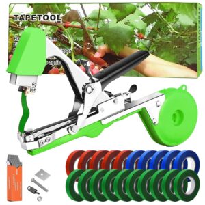 togetdream plant tying machine gardening plant vine tying tool with 20 rolls of tapes+10000pcs staples, for vegetable grape cucumber tomato flower and pepper