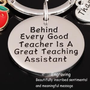 Kivosliviz Teacher Assistant Gifts Keychain for Women Men Merch Teaching Assistant Appreciation Key Chain Keyring Jewelry Great Best Teacher Aide Teacher Assistant Keychain