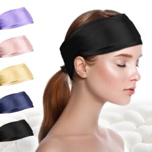 FANTASTIC HOUSE Silk Spa Headband for Washing Face, 22 Momme 100% Mulberry Silk Scarf for Hair Wrapping at Night, Adjustable Ponytail Head Wrap Hair Band for Women and Girls