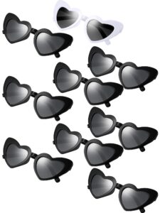 frienda 9 pairs heart shaped sunglasses bachelorette heart sunglasses for women for bachelorette party gift favors (white grey, black grey)