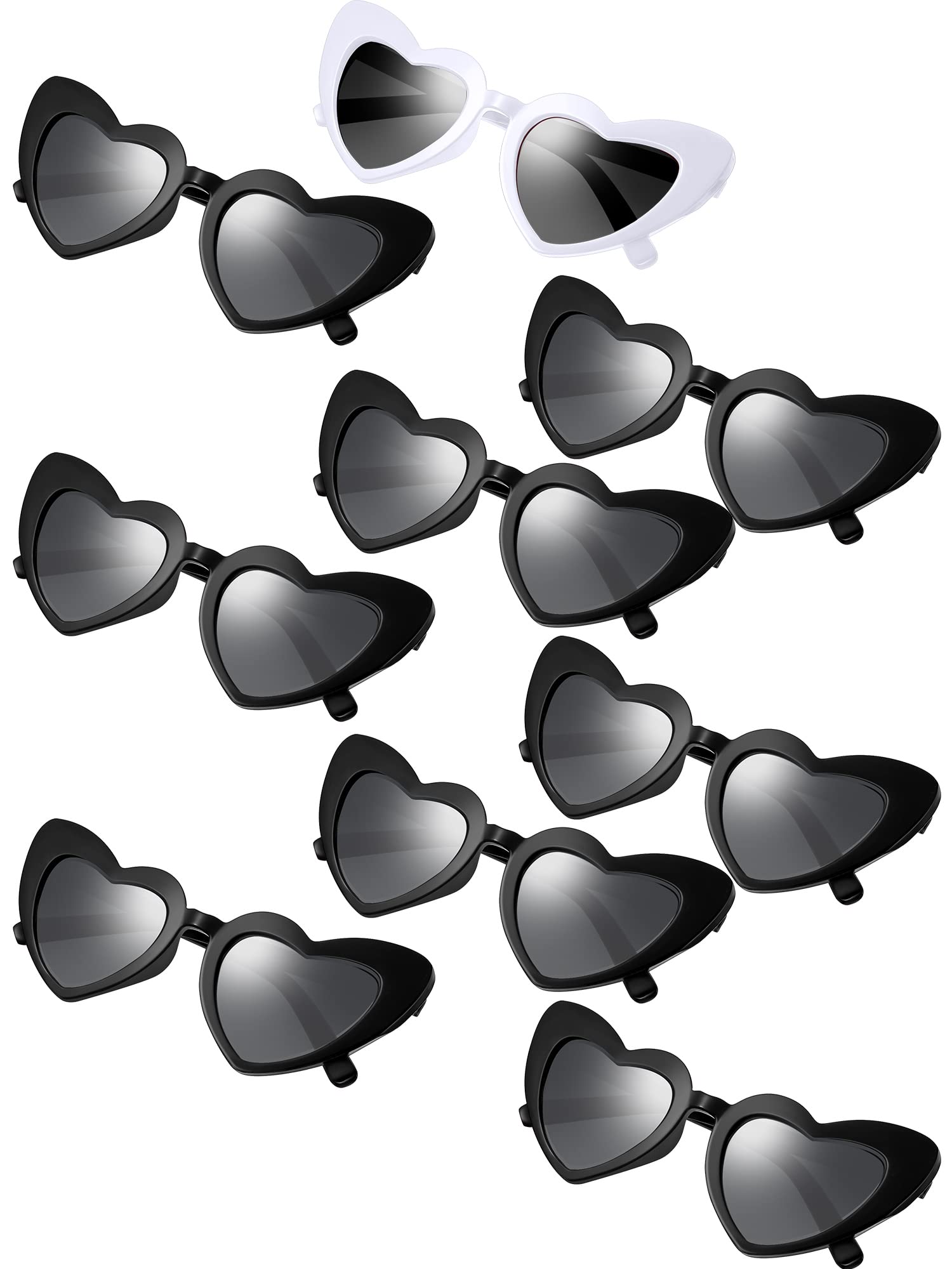 Frienda 9 Pairs Heart Shaped Sunglasses Bachelorette Heart Sunglasses for Women for Bachelorette Party Gift Favors (White Grey, Black Grey)