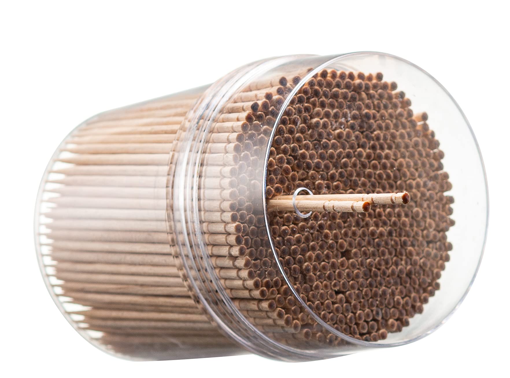 Prestee 2000ct Wooden Toothpicks + Reusable Toothpick Holder Container, Light Wood Toothpicks - Sturdy Smooth Finish Bamboo Tooth Picks for Teeth, Party Cocktail Picks, Toothpicks Wood for Appetizers