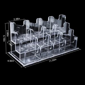 Patioer Clear Acrylic Business Card Holder for Desk 11 x 4.9 x 5.1 inches, 3 Tier 12 Pockets Multiple Card Stand Business Card Holder Display Office