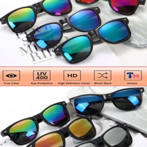 Fsmiling Womens Mens Sunglasses bulk Adults Party Sunglasses Neon Sunglasses Set Color Mirror Lens UV Blocking 15 Pack