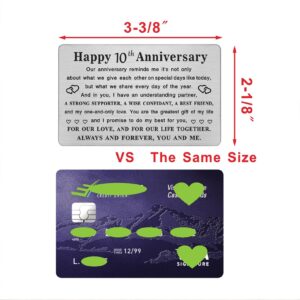 TGCNQ Metal Engraved 10 Year Anniversary Card, 10th Anniversary Card Gifts for Husband Wife Him Her, 10 Year Wedding Anniversary Decorations