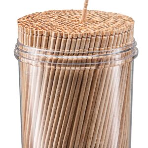 Prestee 2000ct Wooden Toothpicks + Reusable Toothpick Holder Container, Light Wood Toothpicks - Sturdy Smooth Finish Bamboo Tooth Picks for Teeth, Party Cocktail Picks, Toothpicks Wood for Appetizers