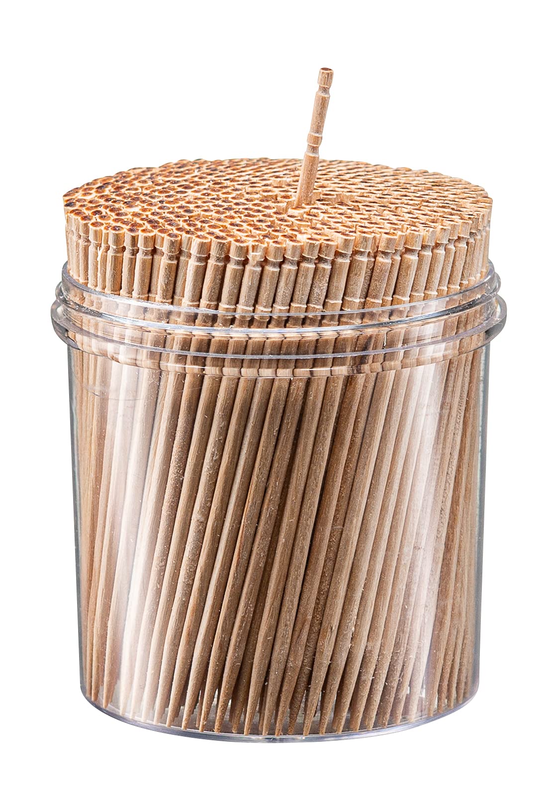 Prestee 2000ct Wooden Toothpicks + Reusable Toothpick Holder Container, Light Wood Toothpicks - Sturdy Smooth Finish Bamboo Tooth Picks for Teeth, Party Cocktail Picks, Toothpicks Wood for Appetizers