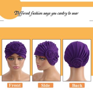 6 Pcs Women Turban Hat Head Wraps for Women Twist Knot Pre-Tied Turban for women