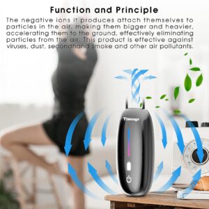 Personal Air Purifier Necklace,Advanced Touch Panel, Portable Mini Air Ionizer Eliminates Pollen,Smoke,Dust for Outdoor,Travel(Black)