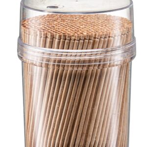 Prestee 2000ct Wooden Toothpicks + Reusable Toothpick Holder Container, Light Wood Toothpicks - Sturdy Smooth Finish Bamboo Tooth Picks for Teeth, Party Cocktail Picks, Toothpicks Wood for Appetizers