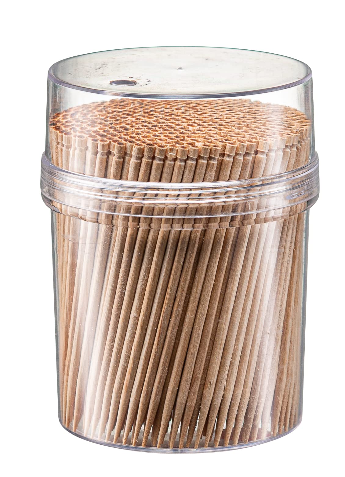 Prestee 2000ct Wooden Toothpicks + Reusable Toothpick Holder Container, Light Wood Toothpicks - Sturdy Smooth Finish Bamboo Tooth Picks for Teeth, Party Cocktail Picks, Toothpicks Wood for Appetizers