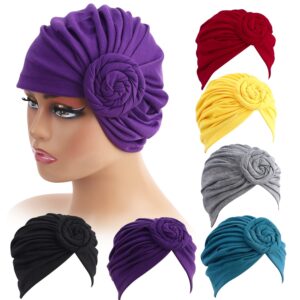 6 Pcs Women Turban Hat Head Wraps for Women Twist Knot Pre-Tied Turban for women