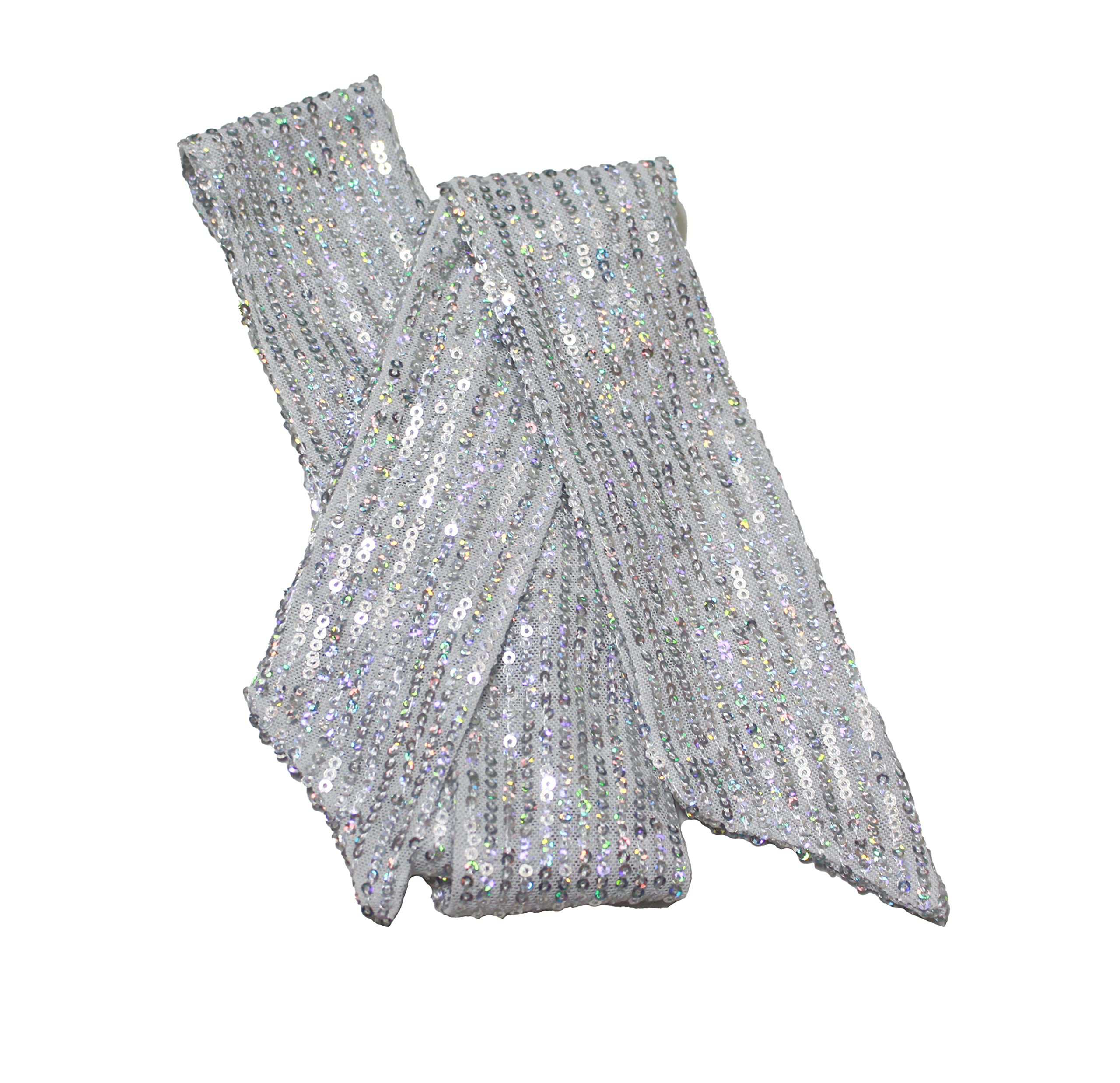 HI-party Small scarf with fashionable sequins for decoration (Laser white)