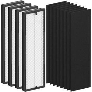 4 packs nea-f1 h13 true hepa replacement air filter compatible with eureka nea120 and toshiba caf-w36usw feature smart wifi purifier, 4 hepa filters (nea-f1) and 8 carbon pre-filters (nea-c1)