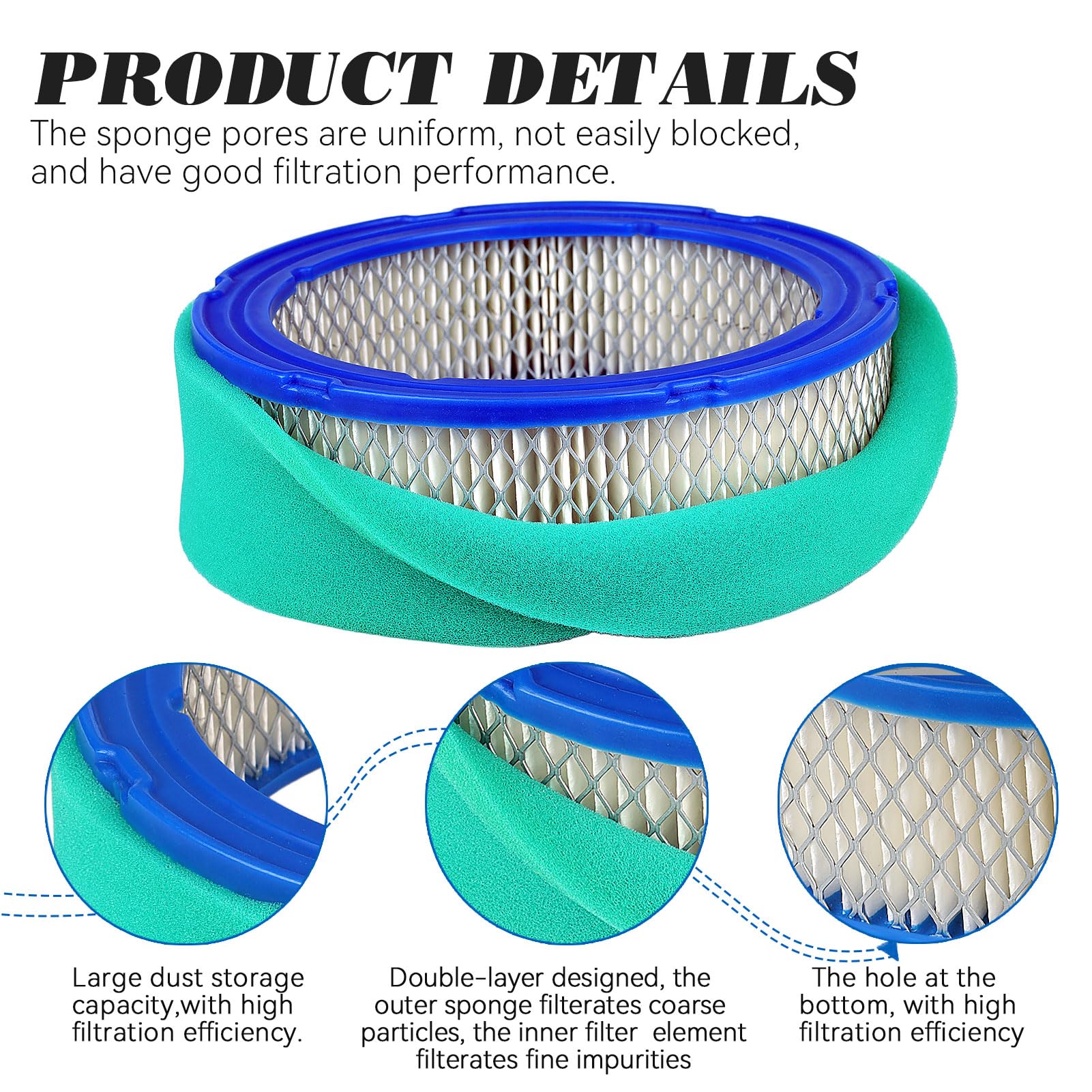 Lonsda 394018 394018s 392642 Air Filter for B&S 272490 294000 271271 5050D 5050H 5050B JohnDeere LG394018JD LTR155 LTR166 SST16 SST18 12.5-21hp L-Head Twin Horizontal and V-Twin Vanguard Engine