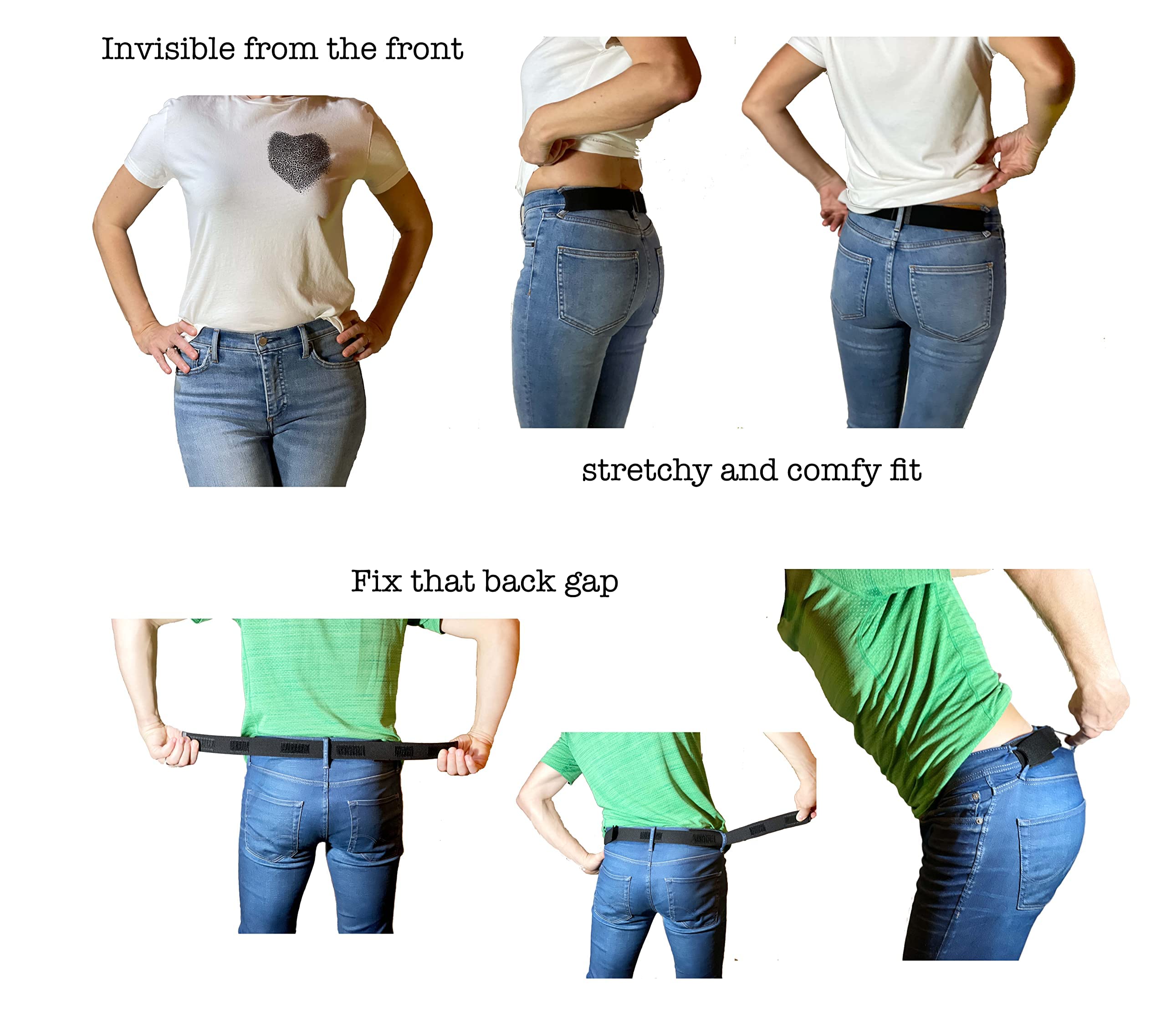 Invisible No Buckle Elastic Belt for Men and Women: 1 1/2" Wide, Waist size adjustable 32" to 48" by Beltless