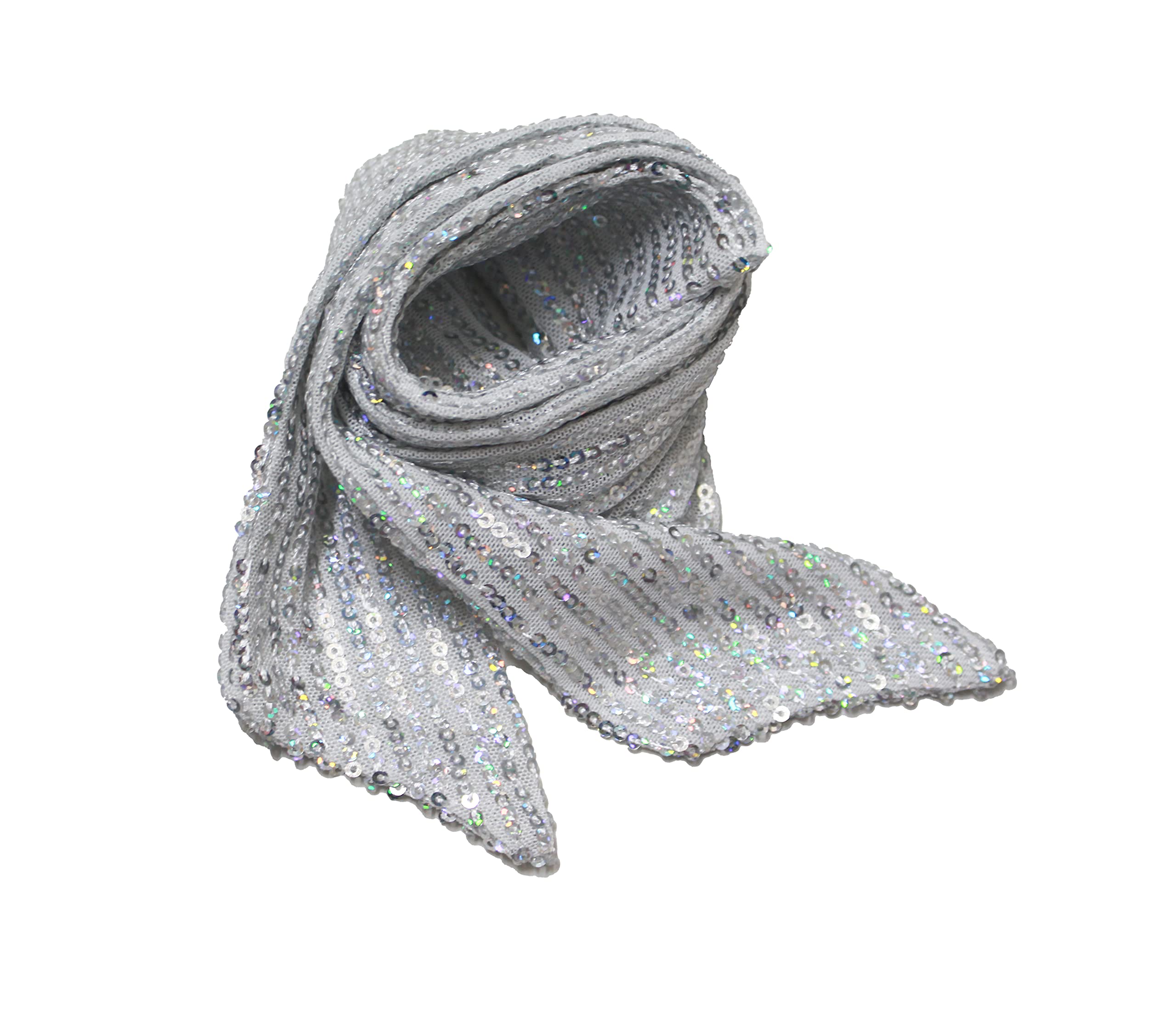 HI-party Small scarf with fashionable sequins for decoration (Laser white)