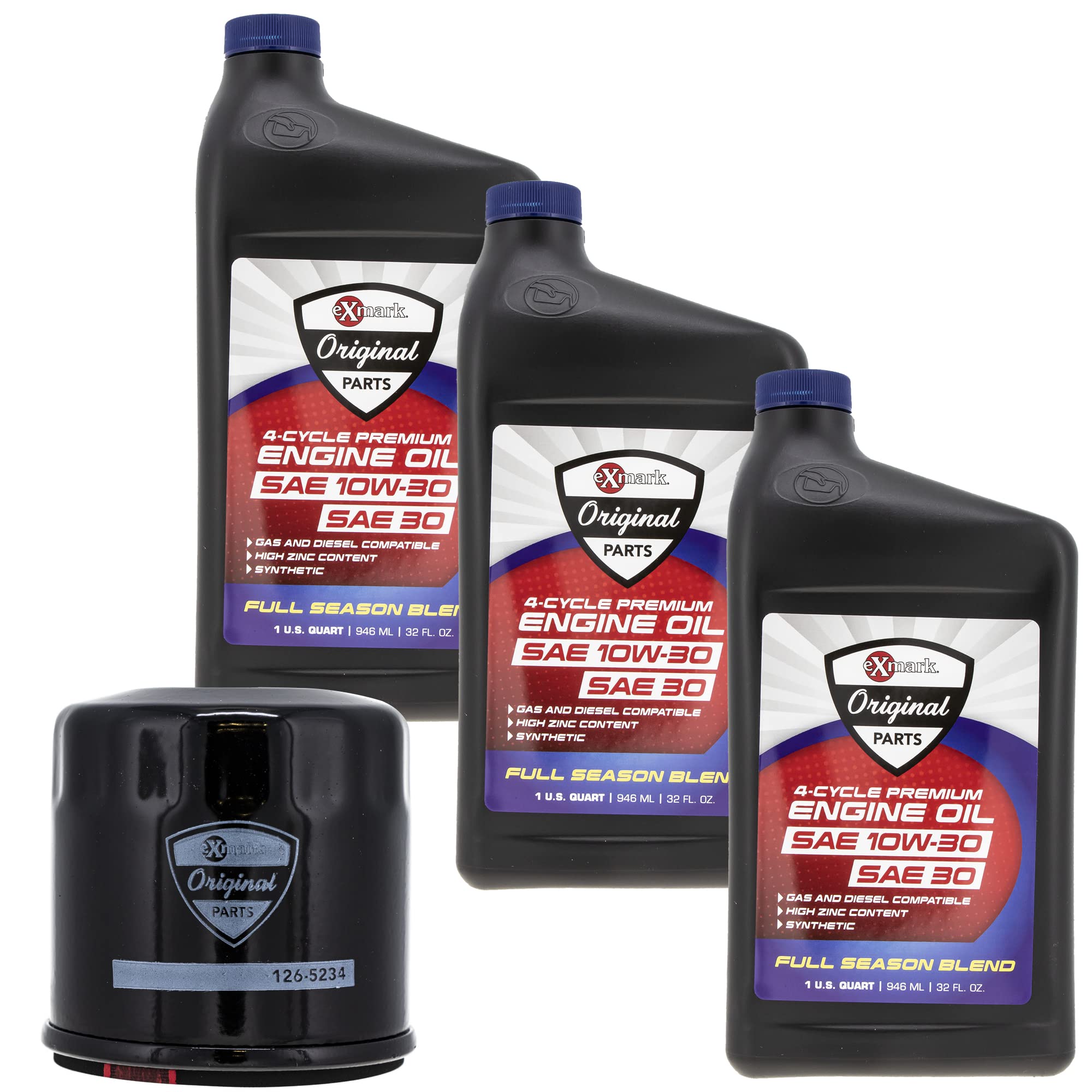 Exmark Engine Oil 3 Quarts and Filter Kit Quest Radius E S Series 135-2566 126-5234