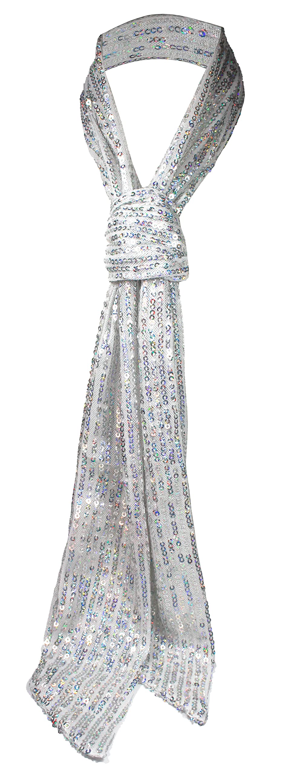 HI-party Small scarf with fashionable sequins for decoration (Laser white)