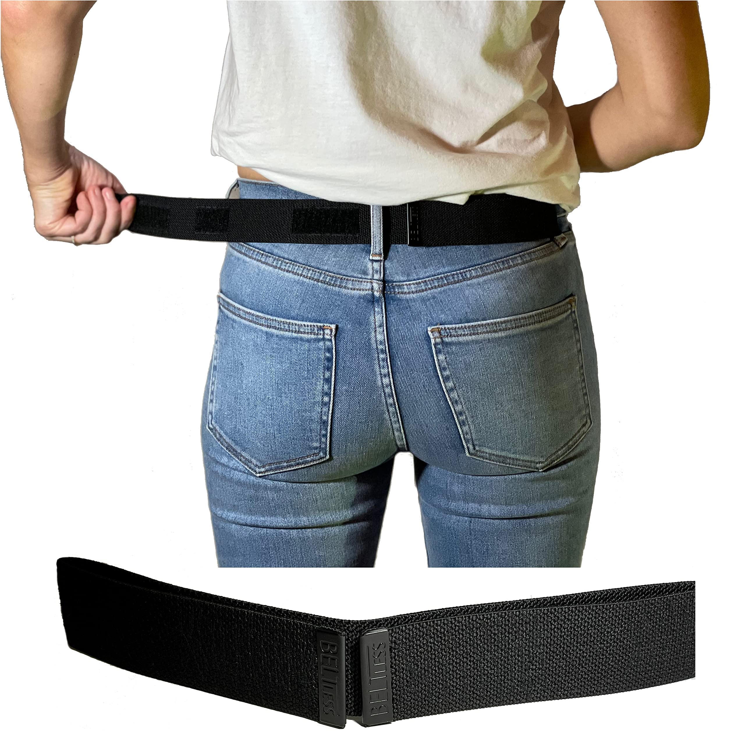 Invisible No Buckle Elastic Belt for Men and Women: 1 1/2" Wide, Waist size adjustable 32" to 48" by Beltless