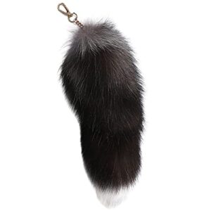 emivery real fur fox tail keychain soft fluffy animal tail bag keychain handbag hook pendant hanging keyring gift