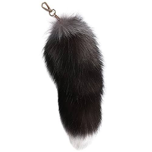 Emivery Real Fur Fox Tail Keychain Soft Fluffy Animal Tail Bag Keychain Handbag Hook Pendant Hanging Keyring Gift