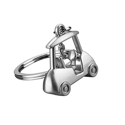 ARFUKA Keychain Golf Cart Pendant Keyring Unisex Key Organizer Holder Keyring Birthday Christmas Wedding Valentine's Day Gift for Men and Women Silver