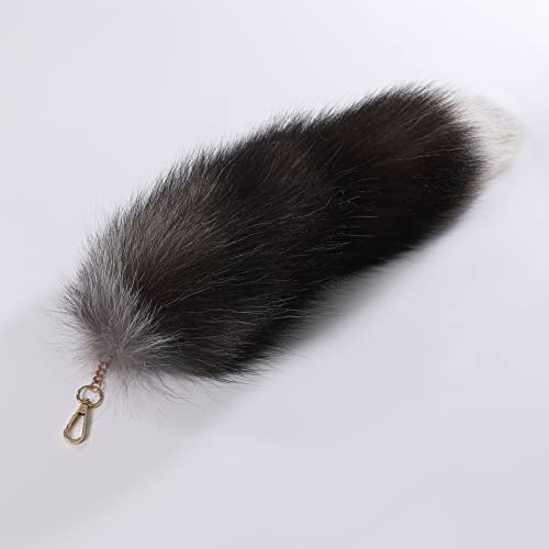 Emivery Real Fur Fox Tail Keychain Soft Fluffy Animal Tail Bag Keychain Handbag Hook Pendant Hanging Keyring Gift