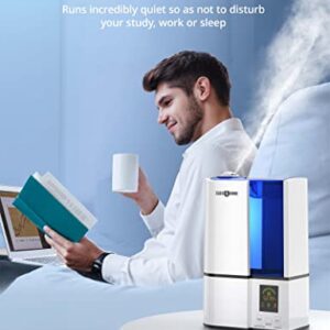 Humidifiers for Bedroom, Upgrade 4L Cool Mist Humidifiers with Humidistat, PARIS RHÔNE Smart Vaporizer humidifier for Home Large Room, LED Display, Quiet Operation, Sleep Mode, 24H Timer, Night Light