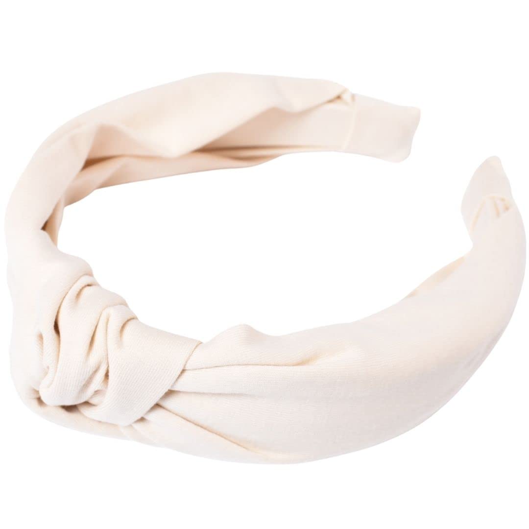 Bellefixe Jersey-Knit Knotted Women's Headband | Cream, Ivory, Off-White | Cotton