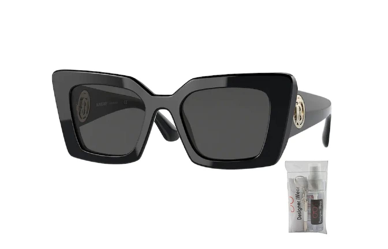 BURBERRY Daisy BE4344 300187 51MM Black/Dark Grey Square Sunglasses For Women + BUNDLE With Designer iWear Eyewear Kit