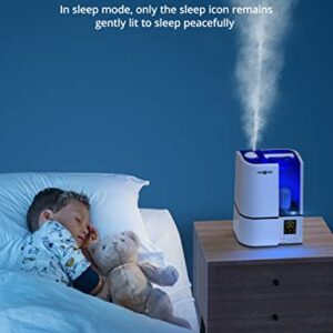 Humidifiers for Bedroom, Upgrade 4L Cool Mist Humidifiers with Humidistat, PARIS RHÔNE Smart Vaporizer humidifier for Home Large Room, LED Display, Quiet Operation, Sleep Mode, 24H Timer, Night Light