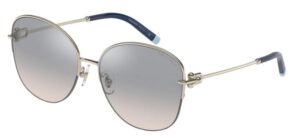 tiffany & co. woman sunglasses pale gold frame, gradient blue mirror silver lenses, 58mm