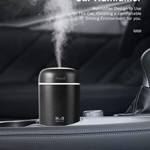 Portable Mini Humidifier, Fioyal RGB Light Small Humidifiers for Bedroom, Car, Desktop, 2 Cool Mist Modes, Quiet(300ML, Black)