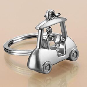 ARFUKA Keychain Golf Cart Pendant Keyring Unisex Key Organizer Holder Keyring Birthday Christmas Wedding Valentine's Day Gift for Men and Women Silver