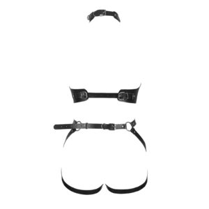 Waist Garter belt Punk Full body harness for women Photography Dance Rock Halloween Leather cage Chest strap set (Black)