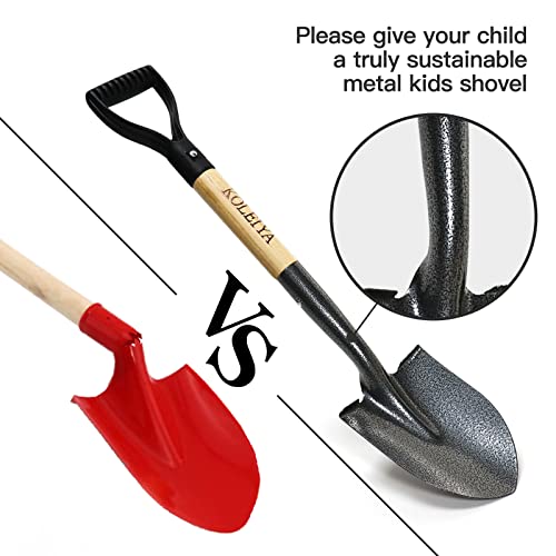 KOLEIYA Small Shovel,Short Handle Shovel,Overall Length 28 Inches,Kids Shovels for Digging,Shovels for Gardening,Metal Sand Shovel, Metal + Wooden