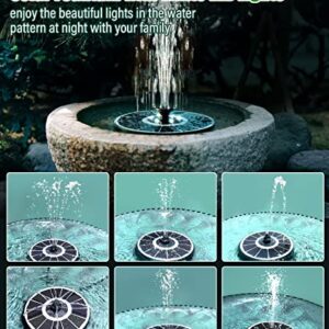 SZMP Solar Fountain 2024 Upgraded 100% Glass Panel, 3.5W Floating Solar Powered Water Pump Built-in 2000 Battery with 7 Nozzle & 4 Fixer, Solar Bird Bath Fountains for Garden, Pond, Outdoor (White)