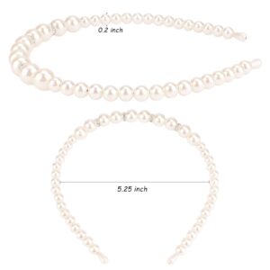 AMCAMI White Pearl Rhinestones Sparkly Beaded Hair Accessories: 6 PCS Headbands, Hair Hoops for Women, Girls - diademas para mujer de moda