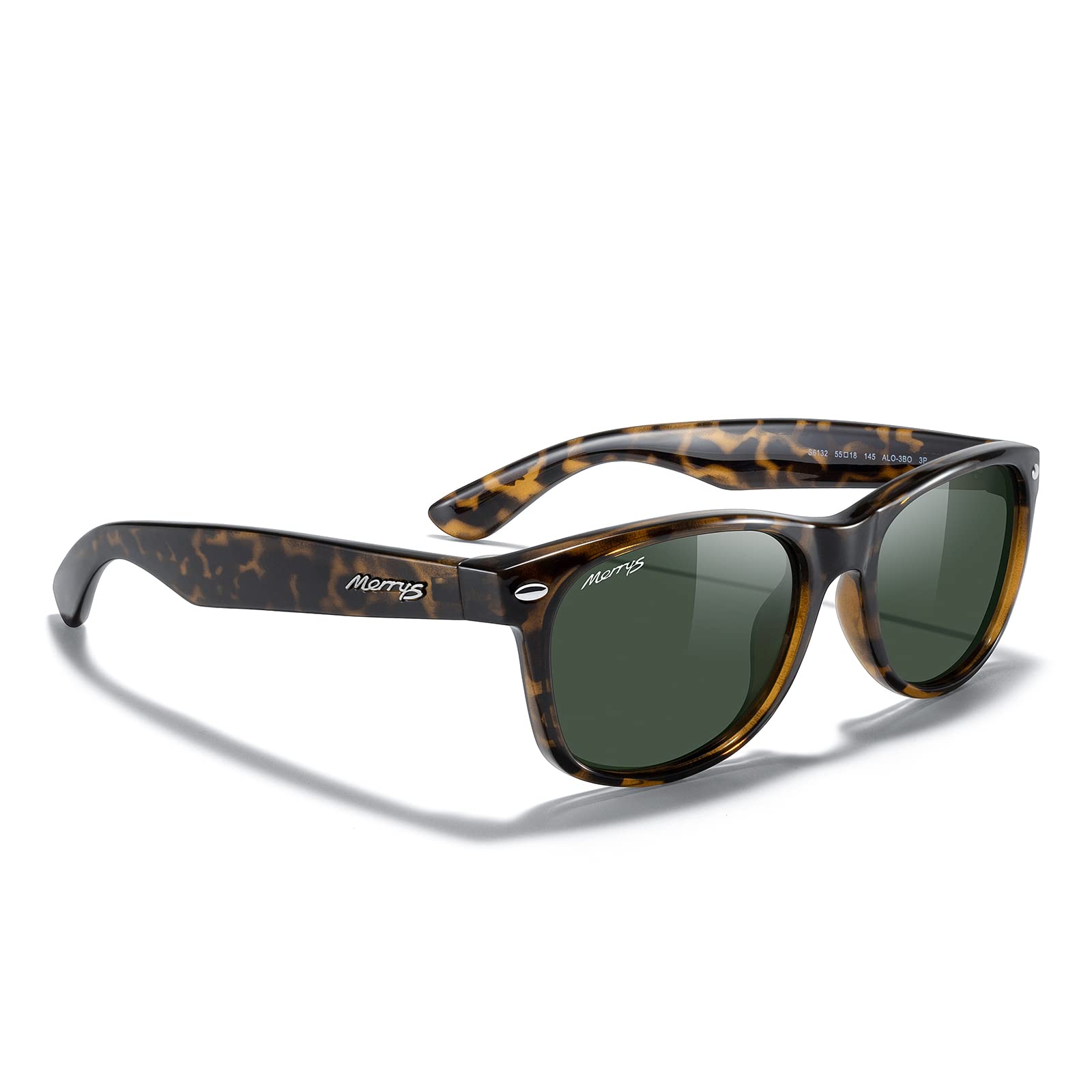 MERRY'S Polarized Unisex Shades Sunglasses for Men and Women Vintage Polarized Sun Glasses Mirror Lens (Leopard Frame/G15 Lens, 55)