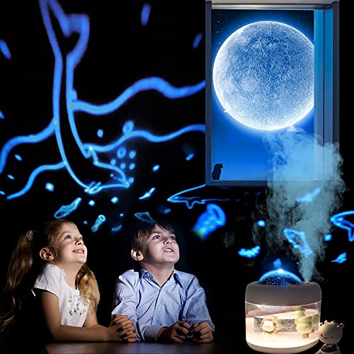 HMLUESR Baby Cool Mist Humidifiers for Bedroom Quiet - 16.91 OZ Small Humidifiers for Home with Night Light & Star Projector for Kids, Babies, Girls as Best Gift