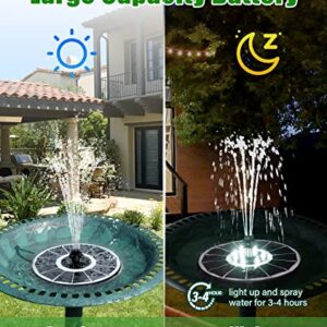 SZMP Solar Fountain 2024 Upgraded 100% Glass Panel, 3.5W Floating Solar Powered Water Pump Built-in 2000 Battery with 7 Nozzle & 4 Fixer, Solar Bird Bath Fountains for Garden, Pond, Outdoor (White)