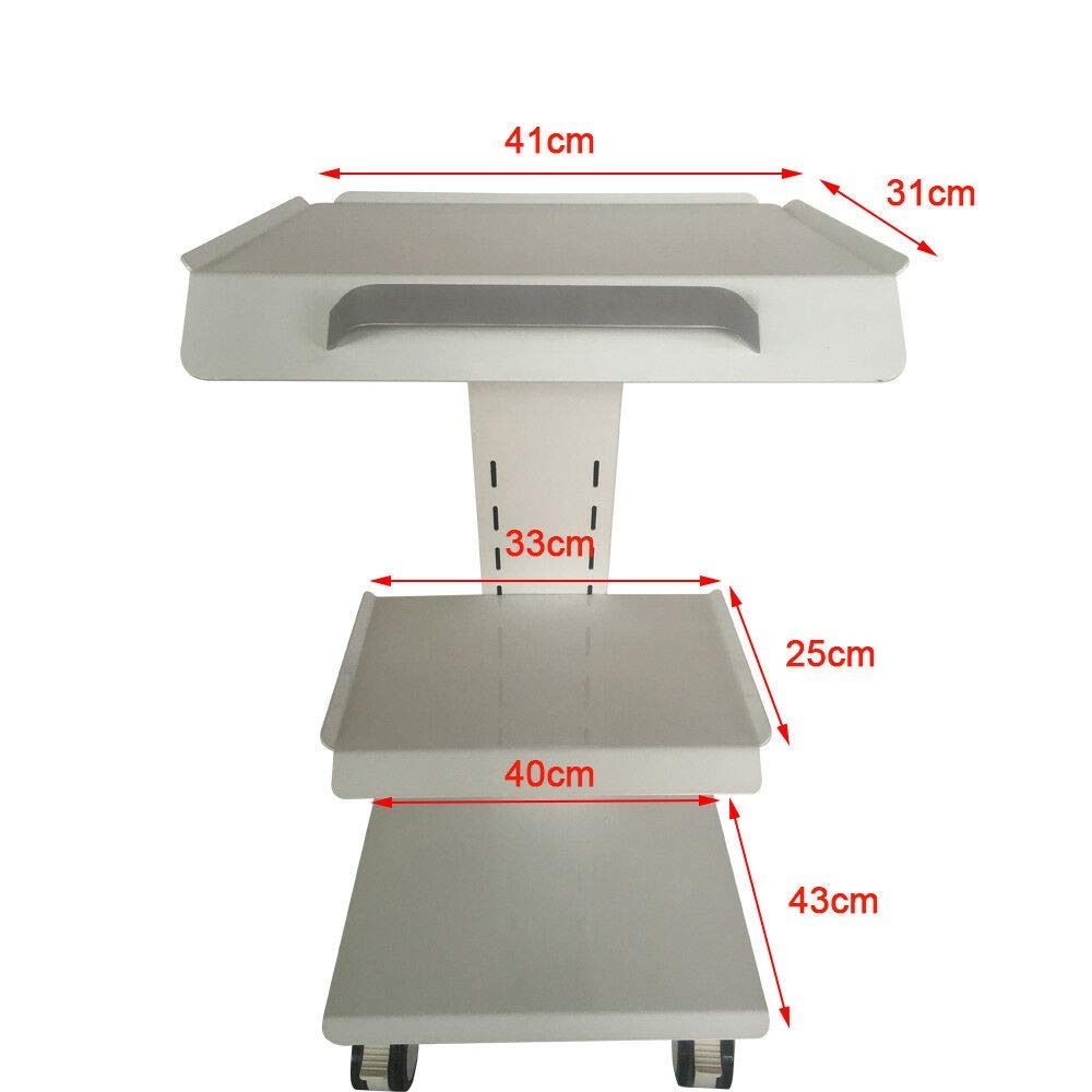 DNYSYSJ Lab Trolley,Multi-Function Metal Mobile Trolley w/Built-in Socket,3 Layers Tray Rolling Clinic Cart,360° Silent Rolling Wheels for Lab Clinic Salon