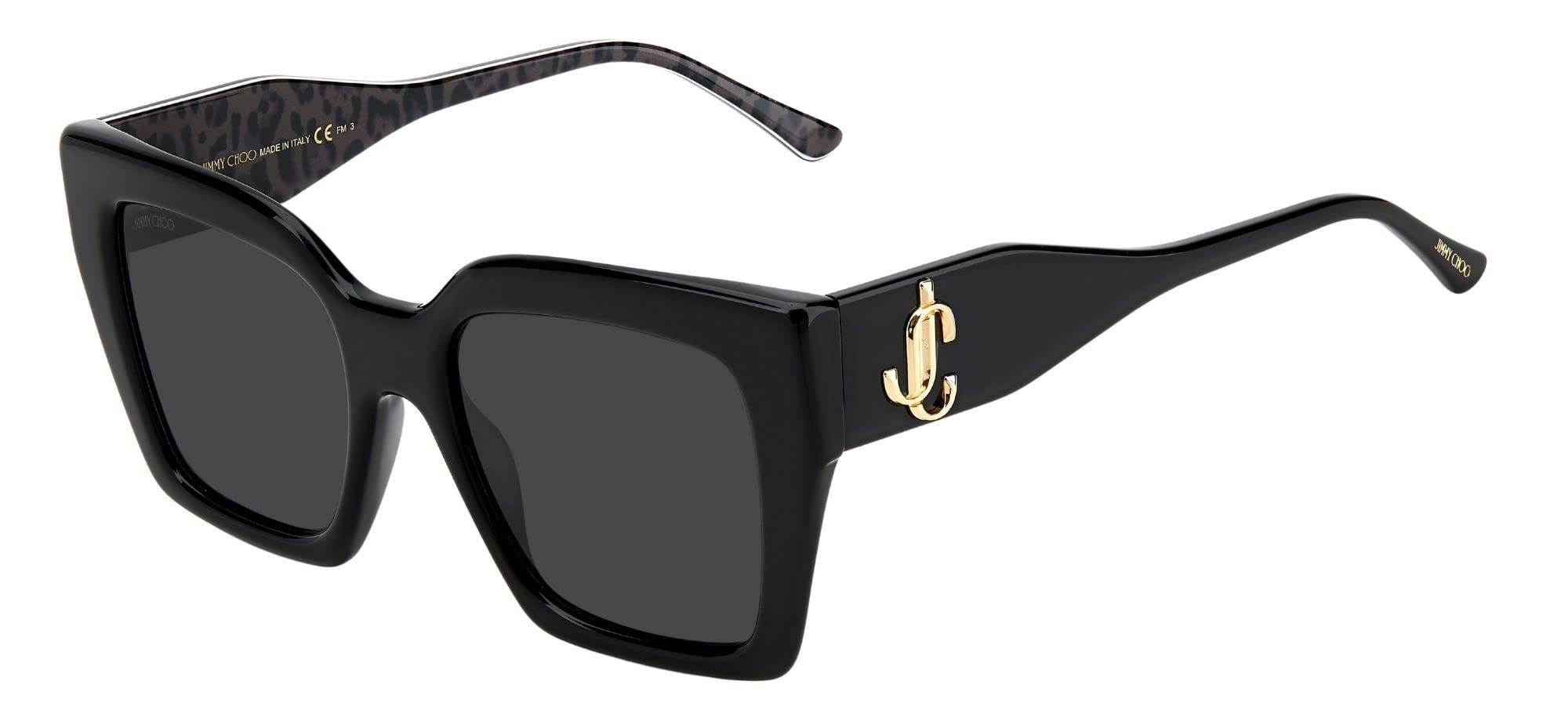 JIMMY CHOO Square Sunglasses Eleni/G 1EIIR Black/Tiger 53mm