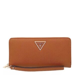 guess laurel large zip around wallet, light cognac