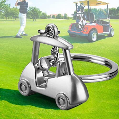 ARFUKA Keychain Golf Cart Pendant Keyring Unisex Key Organizer Holder Keyring Birthday Christmas Wedding Valentine's Day Gift for Men and Women Silver