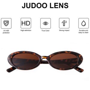 JUDOO Tiny Small 90s Oval Sunglasses for Women Men Retro Tinted Glasses