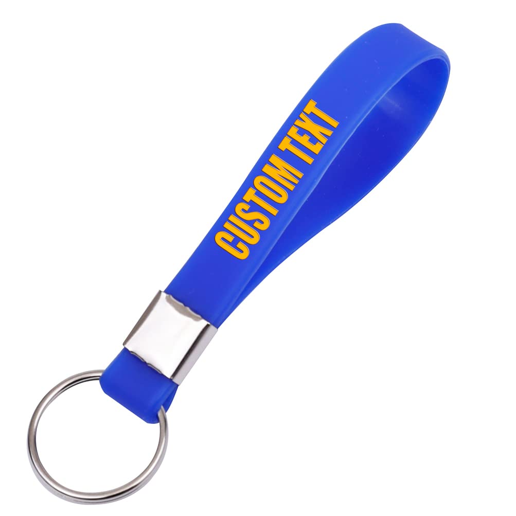 50 Custom Silicone Keychains - Personalized Rubber Keyrings for Party Favors, Events, Awareness, Motivation (Navy Blue)