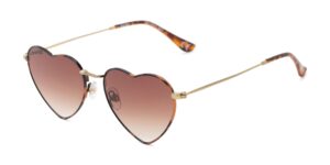 foster grant sun luv only love here heart sunglasses, gold, 54mm